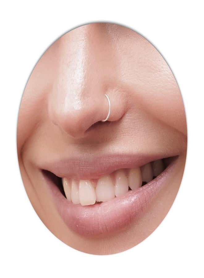 biliboom Tiny Sterling Silver Nose Ring Hoop 24G - Thin 7mm Small Nose Hoop for Women - Handmade 925 Silver Nose Piercing Jewelry - Lightweight Snug Fit Hypoallergenic Nose Hoops Ring - Image 1